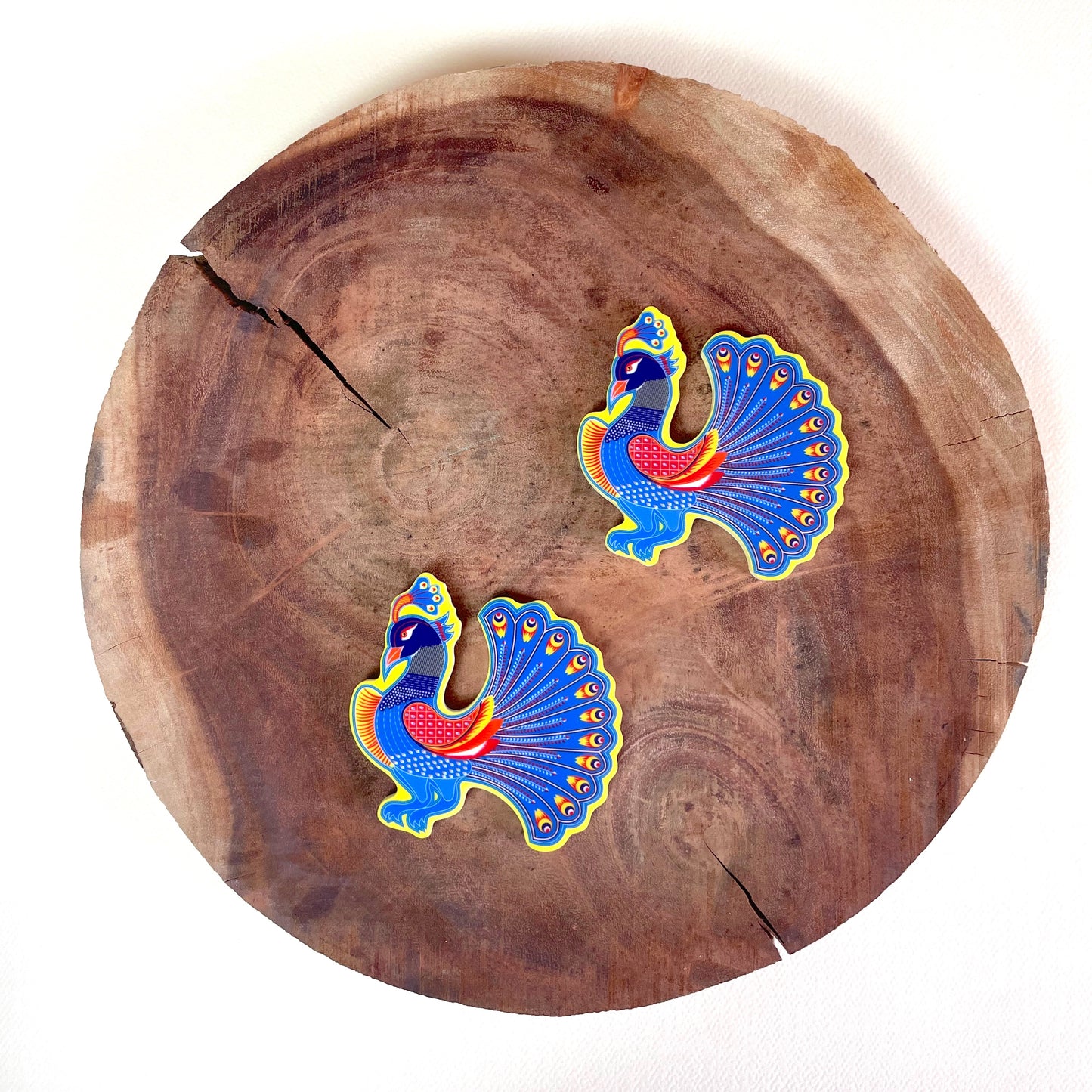 Peacock acrylic fridge magnet (pack of 2)