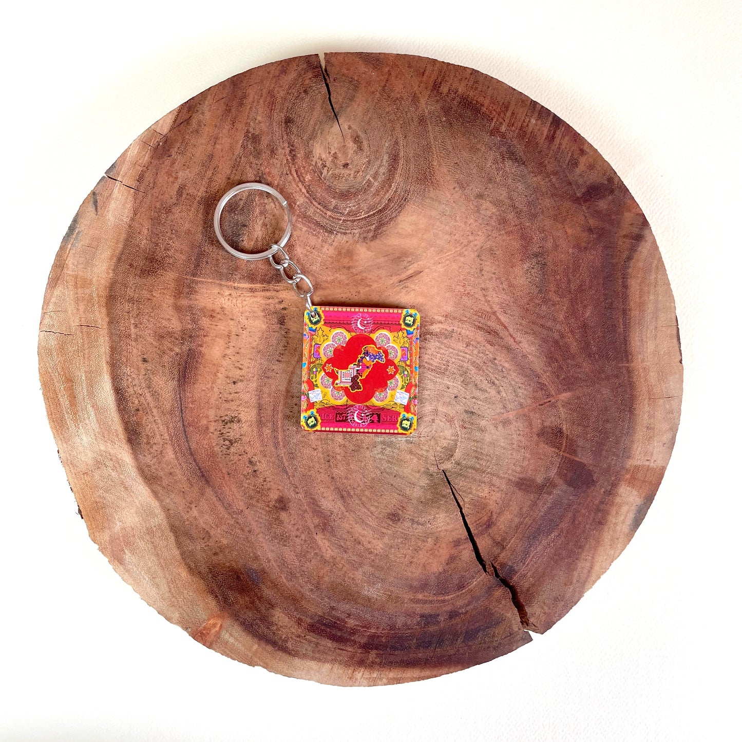 Red pakistan's map printed keychain