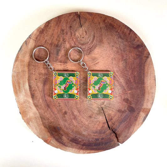 Green pakistan's map printed keychain