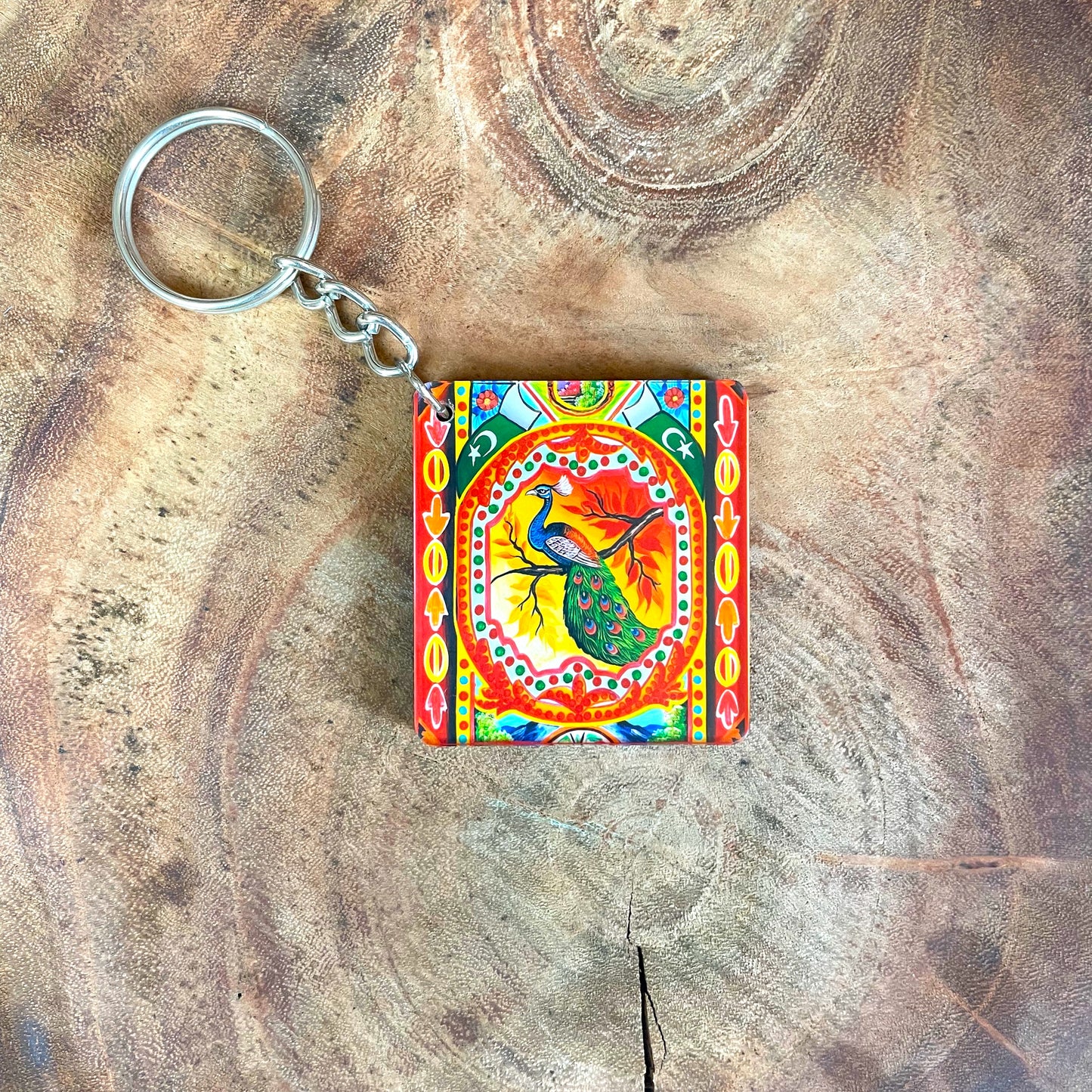 Peacock printed keychain