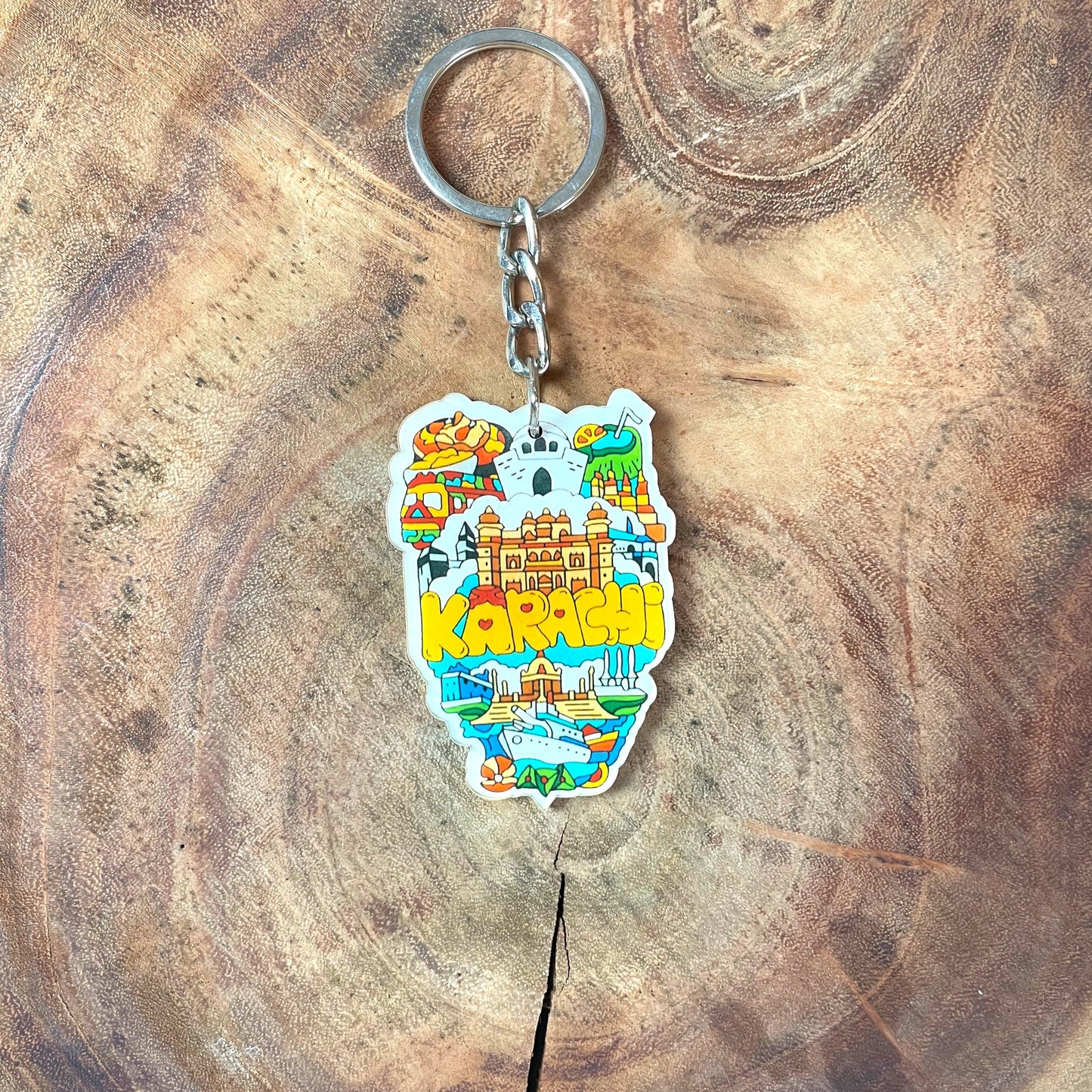 Karachi white base keychain