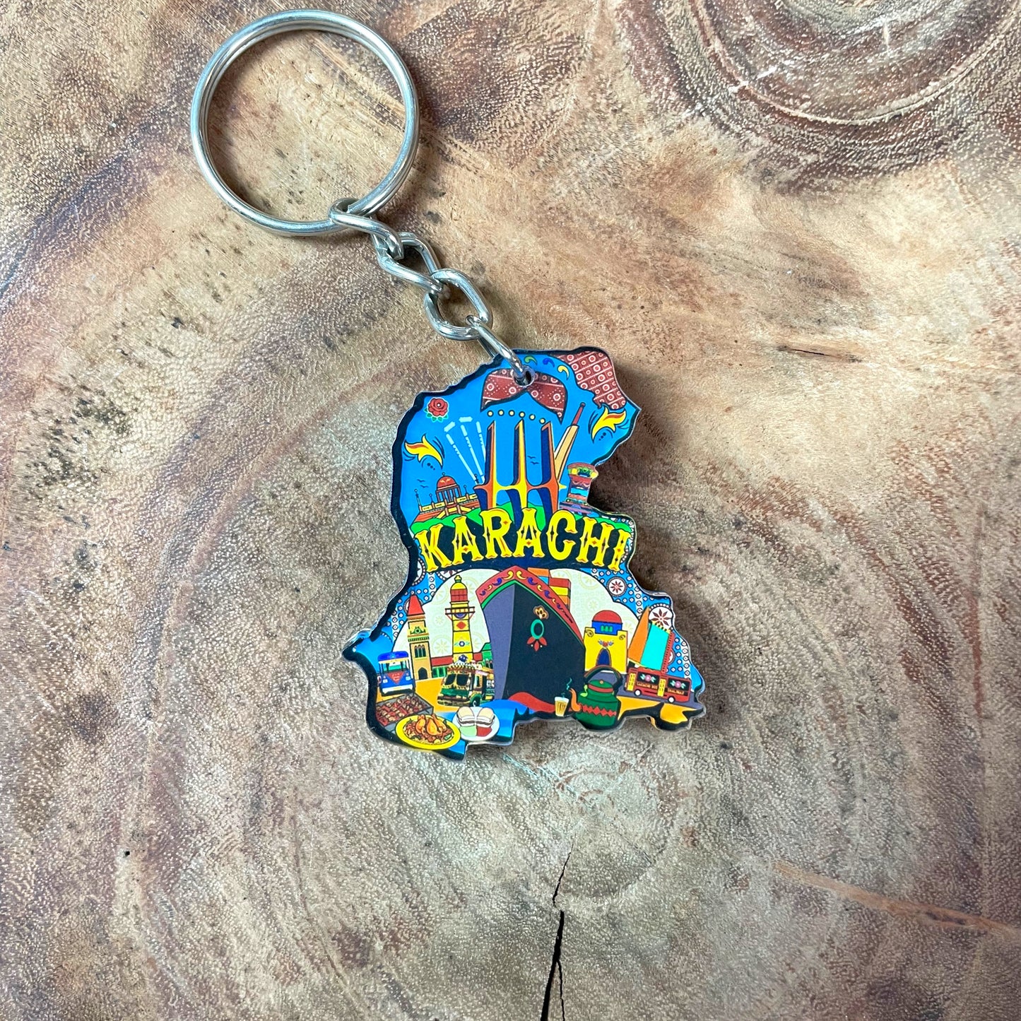 Karachi Blue base acrylic keychain