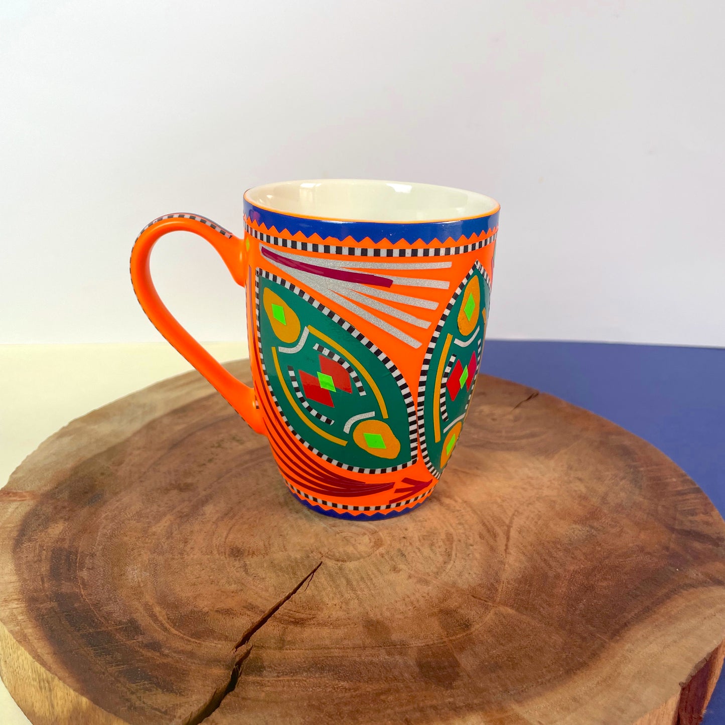 Neon Orange chamakpatti ceramic mug